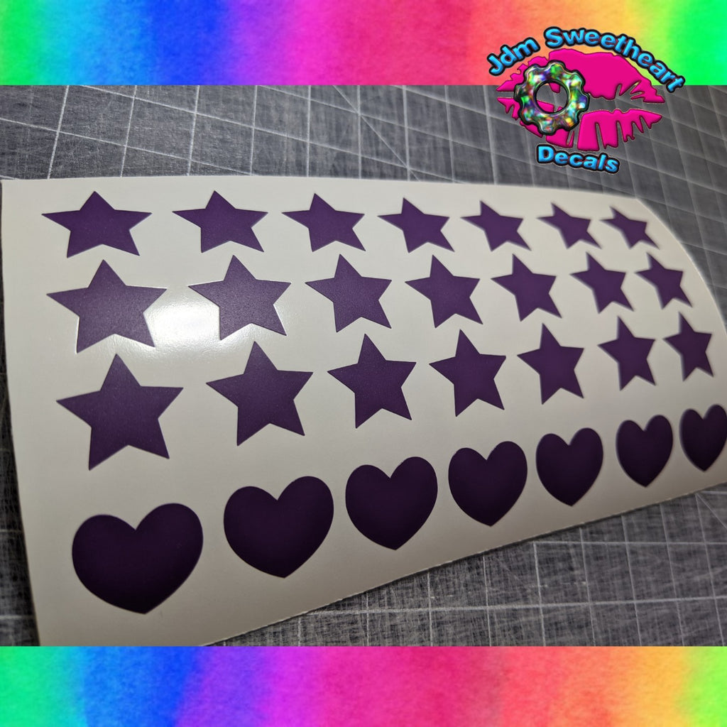 STARS HEARTS SCATTER DECAL SHEET 6"x3"