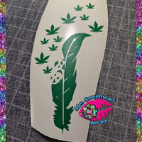FEATHER BREAKING OFF INTO CANNABIS Decal