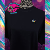 HOLOGRAPHIC CANNABIS WEED BLACK SHORT SLEEVE UNISEX FIT T SHIRT