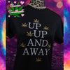 CANNABIS UP UP AND AWAY LEOPARD PRINT BLACK SHORT SLEEVE UNISEX FIT T SHIRT