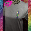HOLOGRAPHIC GLITTER GEARHEAD LITERALLY GIRL GREY UNISEX FIT SHORT SLEEVE T SHIRT