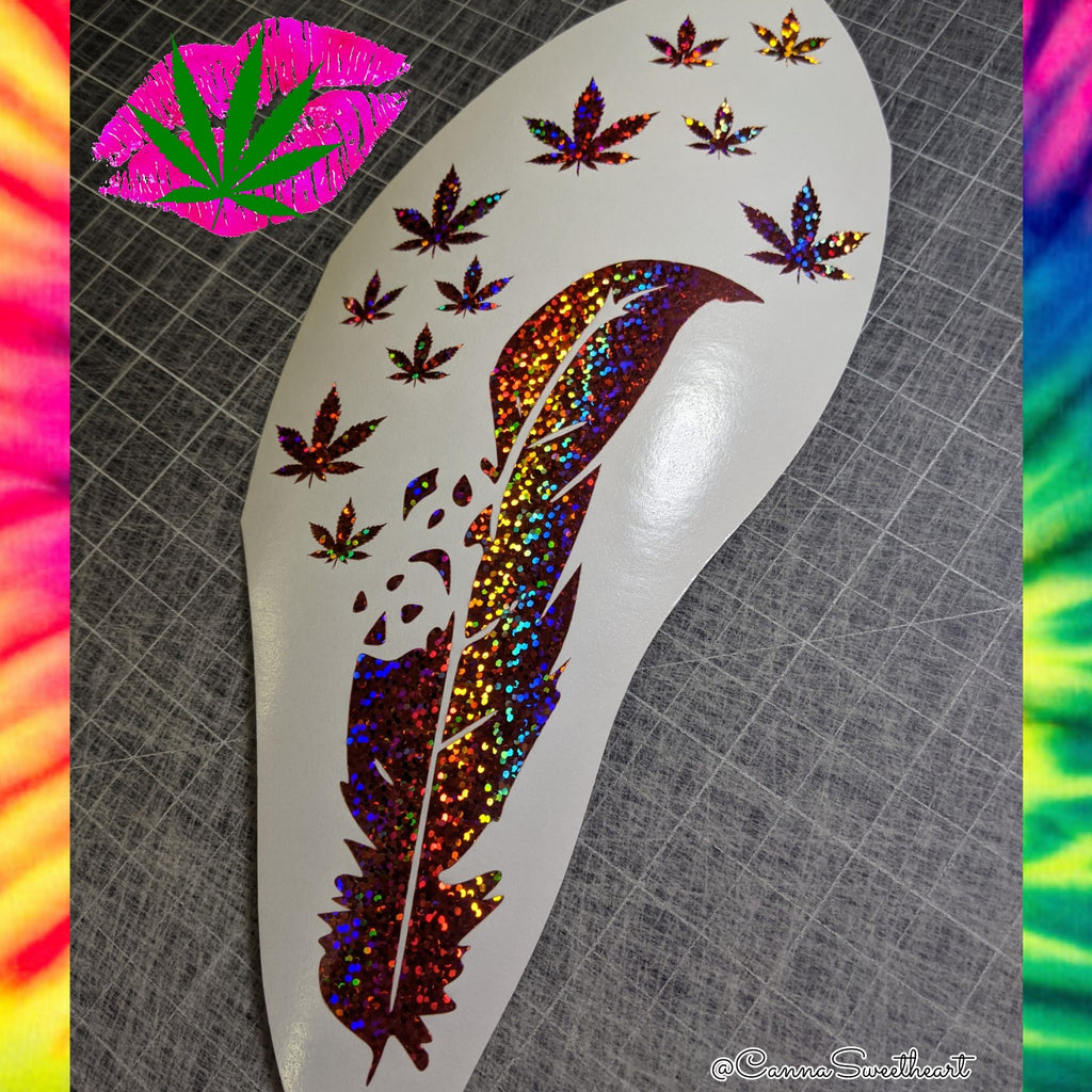 FEATHER BREAKING OFF INTO CANNABIS Decal