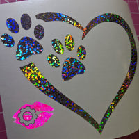 Pawprint Heart Decal 5''