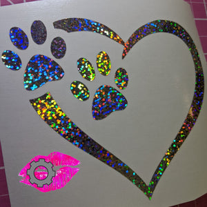 Pawprint Heart Decal 5''