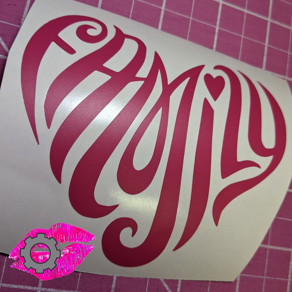 FAMILY HEART DECAL 5"